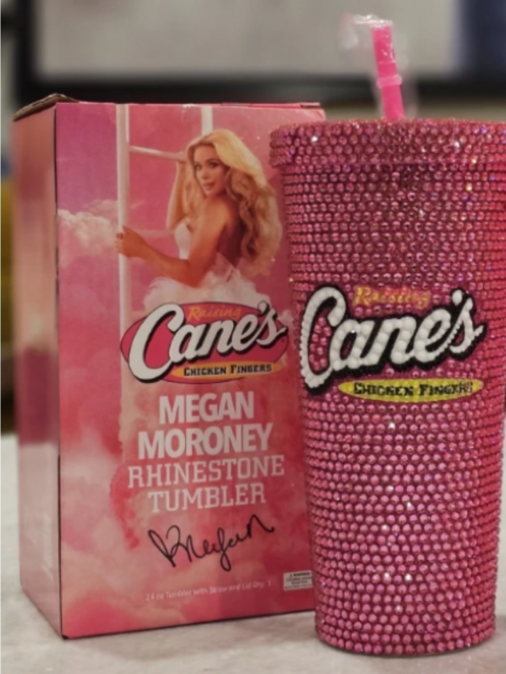 Megan Moroney limited edition by Canes Pink Rhinestone Bling Tumbler with Logo